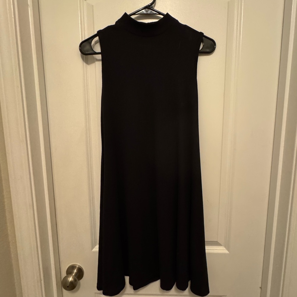 Black mock neck skater dress